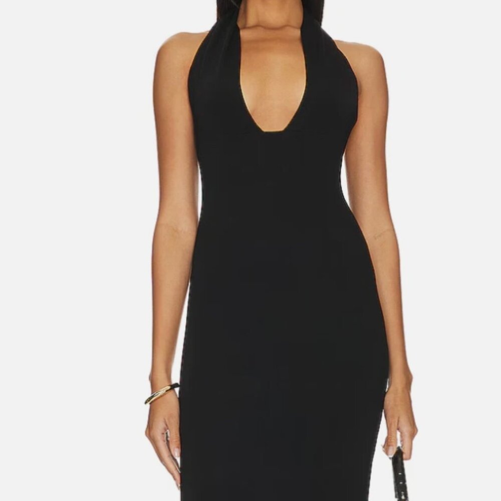 $138 WE WORE WHAT Womens Black Scoop Neck Midi Dress NEW Size 0